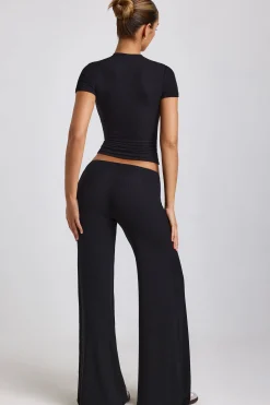 Oh Polly Bottoms | Co-Ords^Mid Rise Wide Leg Trousers in Black