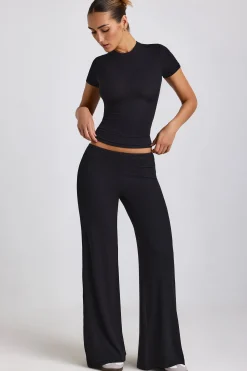 Oh Polly Bottoms | Co-Ords^Mid Rise Wide Leg Trousers in Black