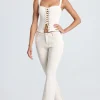 Oh Polly Bottoms | Co-Ords^Mid-Rise Flared Jeans in Ecru