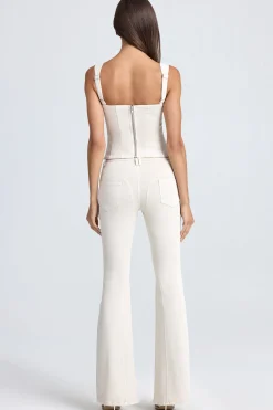 Oh Polly Bottoms | Co-Ords^Mid-Rise Flared Jeans in Ecru