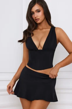 Oh Polly Skirts & Skorts | Bottoms^Mid-Rise Godet A-Line Mini Skirt in Black