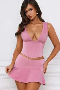 Oh Polly Skirts & Skorts | Bottoms^Mid-Rise Godet A-Line Mini Skirt in Mauve
