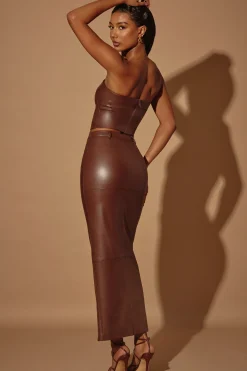 Oh Polly Women'S Clothing Sale - $65 And Under | Women'S Clothing Sale - $40 And Under^Mid-Rise Vegan Leather Maxi Skirt in Brown