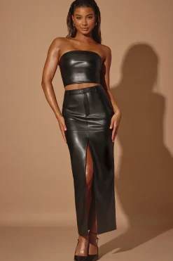 Oh Polly Women'S Clothing Sale - $65 And Under | Women'S Clothing Sale - $40 And Under^Mid-Rise Vegan Leather Maxi Skirt in Black