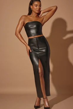 Oh Polly Women'S Clothing Sale - $65 And Under | Women'S Clothing Sale - $40 And Under^Mid-Rise Vegan Leather Maxi Skirt in Black