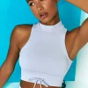 Oh Polly Women'S Clothing Sale - $65 And Under | Women'S Clothing Sale - $40 And Under^Miles Ahead Ribbed High Neck Crop Top in Cool Blue