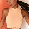 Oh Polly Women'S Clothing Sale - $65 And Under | Women'S Clothing Sale - $40 And Under^Miles Ahead Ribbed High Neck Crop Top in Peach
