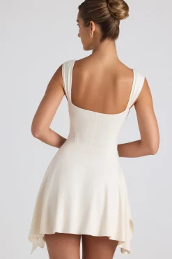 Oh Polly Tencel™ Modal Dresses^Modal Asymmetric Lace-Trim A-Line Mini Dress in Ivory