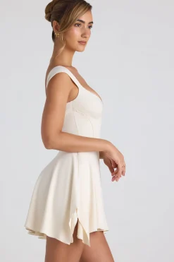 Oh Polly Tencel™ Modal Dresses^Modal Asymmetric Lace-Trim A-Line Mini Dress in Ivory