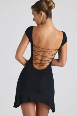 Oh Polly Night Out | Tencel™ Modal Dresses^Modal Asymmetric Lace-Up A-Line Mini Dress in Black