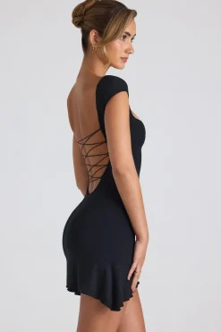 Oh Polly Night Out | Tencel™ Modal Dresses^Modal Asymmetric Lace-Up A-Line Mini Dress in Black