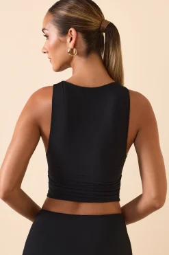 Oh Polly Tops^Modal Boat-Neck Tank Top in Black
