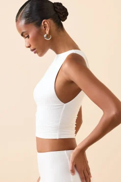 Oh Polly Tops^Modal Boat-Neck Tank Top in White