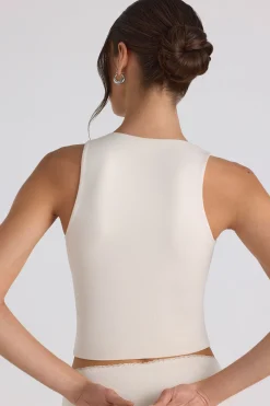 Oh Polly Co-Ords | Tops^Modal Bow-Detail Crop Top in Ivory