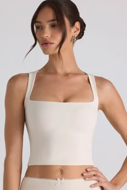 Oh Polly Co-Ords | Tops^Modal Bow-Detail Crop Top in Ivory