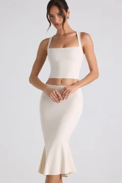 Oh Polly Co-Ords | Tops^Modal Bow-Detail Crop Top in Ivory