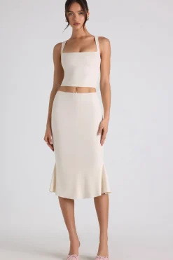 Oh Polly Co-Ords | Tops^Modal Bow-Detail Crop Top in Ivory