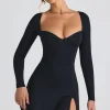 Oh Polly Women'S Clothing Sale - $65 And Under | Women'S Clothing Sale - $40 And Under^Modal Bow-Detail Sweetheart-Neck A-Line Mini Dress in Black
