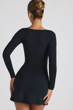 Oh Polly Women'S Clothing Sale - $65 And Under | Women'S Clothing Sale - $40 And Under^Modal Bow-Detail Sweetheart-Neck A-Line Mini Dress in Black