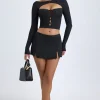 Oh Polly Skirts & Skorts | Bottoms^Modal Button-Detail Low-Rise Mini Skirt in Black