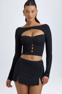 Oh Polly Skirts & Skorts | Bottoms^Modal Button-Detail Low-Rise Mini Skirt in Black