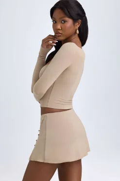 Oh Polly Skirts & Skorts | Bottoms^Modal Button-Detail Low-Rise Mini Skirt in Taupe