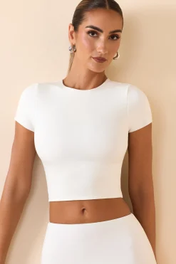 Oh Polly Tops | Fall Outfits^Modal Cap-Sleeve Crop Top in White
