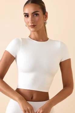 Oh Polly Tops | Fall Outfits^Modal Cap-Sleeve Crop Top in White