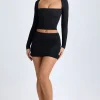 Oh Polly Tops^Modal Halterneck Ruched Top in Black