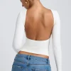 Oh Polly Co-Ords | Tops^Modal High Neck Long Sleeve Open Back Top in White
