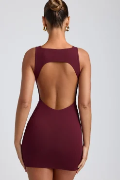Oh Polly Elevated Essentials | Fall Outfits^Modal High-Neck Open-Back Mini Dress in Plum