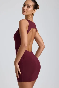 Oh Polly Elevated Essentials | Fall Outfits^Modal High-Neck Open-Back Mini Dress in Plum