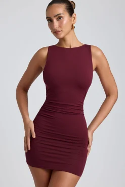 Oh Polly Elevated Essentials | Fall Outfits^Modal High-Neck Open-Back Mini Dress in Plum