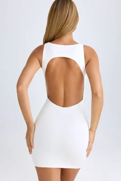 Oh Polly Elevated Essentials^Modal High-Neck Open-Back Mini Dress in White