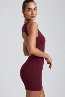 Oh Polly Elevated Essentials | Fall Outfits^Modal High-Neck Open-Back Mini Dress in Plum