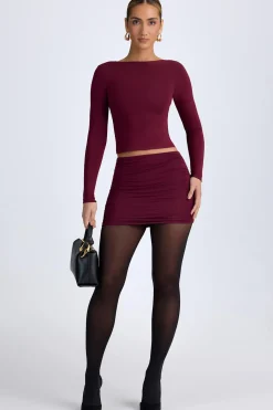 Oh Polly Tops^Modal High-Neck Open-Back Top in Wine Red WineRed