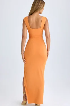 Oh Polly Wedding Guest^Modal High-Split Plunge-Neck Maxi Dress in Sunset Orange