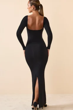Oh Polly Fall Outfits^Modal Keyhole Cut-Out Maxi Dress in Black
