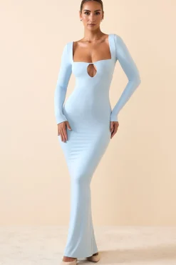 Oh Polly Fall Outfits^Modal Keyhole Cut-Out Maxi Dress in Ice Blue IceBlue