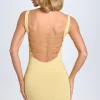 Oh Polly Tencel™ Modal Dresses^Modal Lace-Trim Bodycon Mini Dress in Pastel Yellow PastelYellow