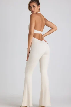 Oh Polly Jumpsuits & Unitards^Modal Lace-Trim Cut-Out Flared Jumpsuit in Ivory