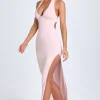 Oh Polly Tencel™ Modal Dresses^Modal Lace-Trim Halterneck Maxi Dress in Blush