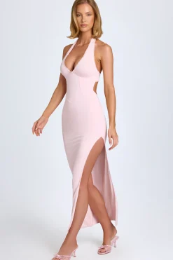 Oh Polly Tencel™ Modal Dresses^Modal Lace-Trim Halterneck Maxi Dress in Blush