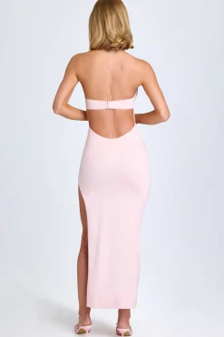 Oh Polly Tencel™ Modal Dresses^Modal Lace-Trim Halterneck Maxi Dress in Blush