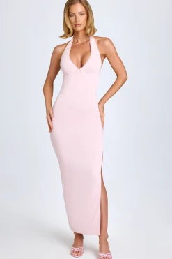 Oh Polly Tencel™ Modal Dresses^Modal Lace-Trim Halterneck Maxi Dress in Blush
