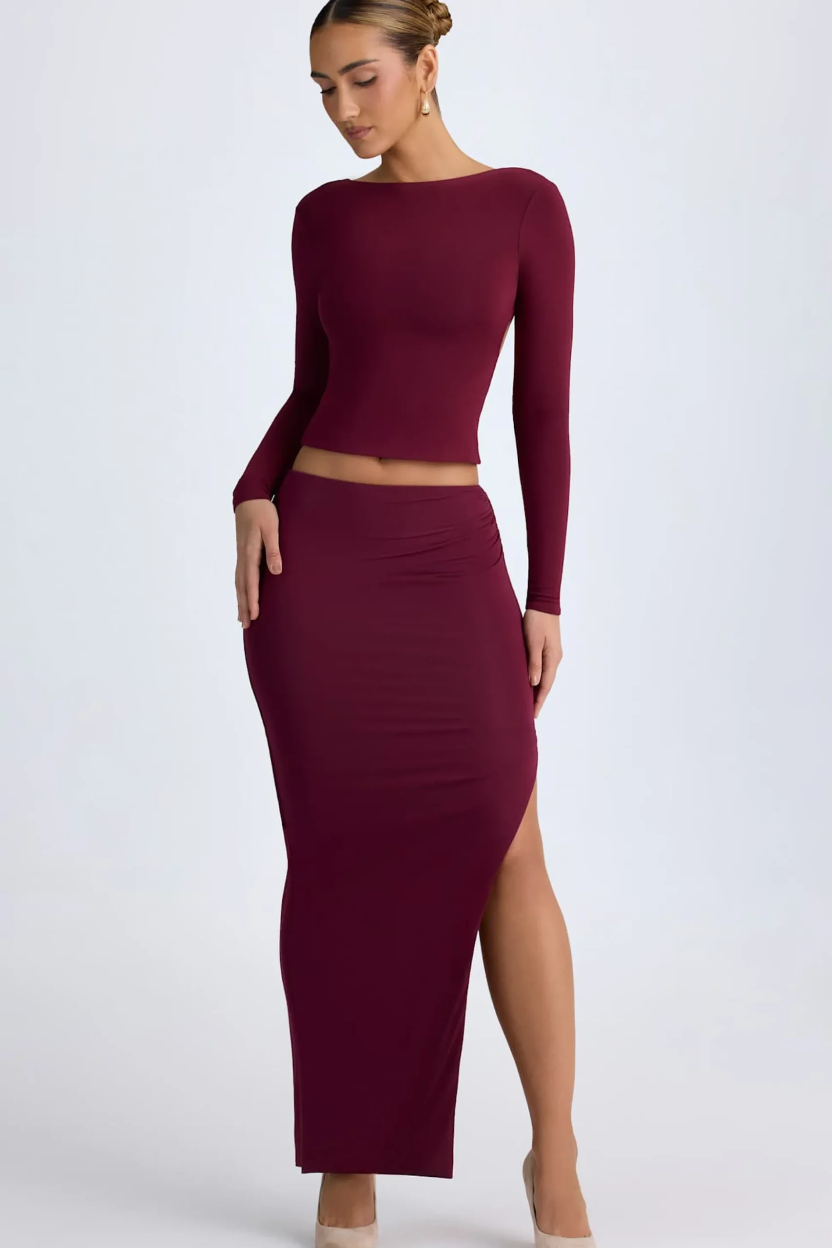 Oh Polly Skirts & Skorts | Bottoms^Modal Low-Rise Maxi Skirt in Wine Red WineRed