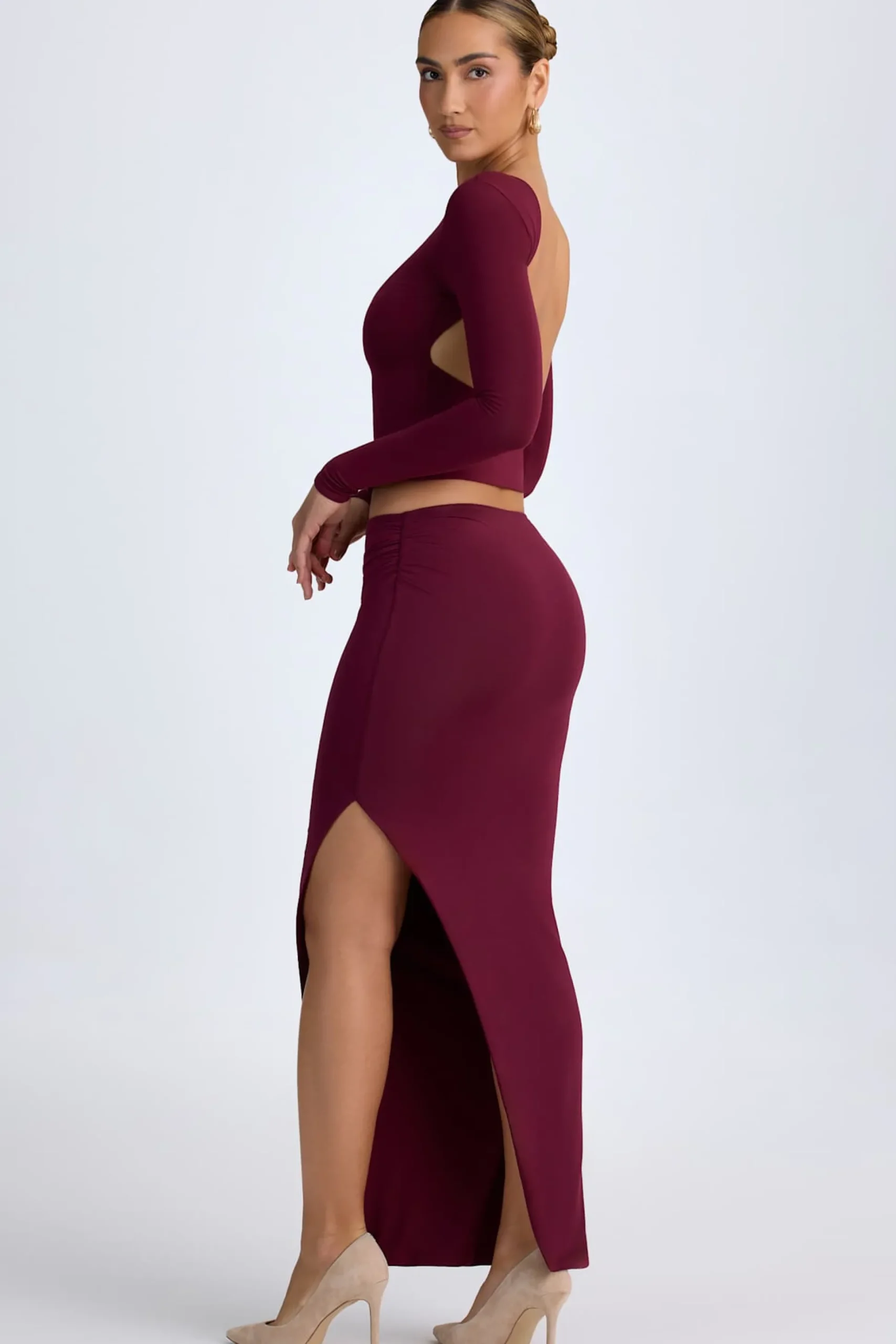 Oh Polly Skirts & Skorts | Bottoms^Modal Low-Rise Maxi Skirt in Wine Red WineRed