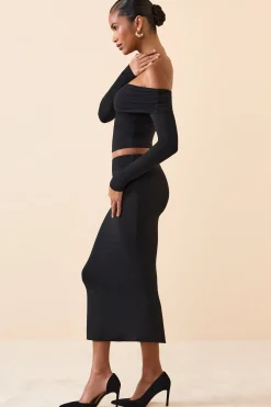 Oh Polly Skirts & Skorts | Bottoms^Modal Mid-Rise Midaxi Skirt in Black