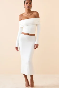 Oh Polly Skirts & Skorts | Bottoms^Modal Mid-Rise Midaxi Skirt in White