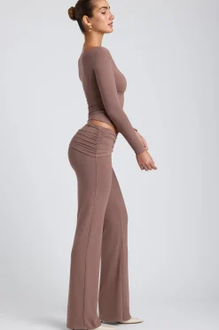 Oh Polly Bottoms | Co-Ords^Modal Mid-Rise Straight-Leg Trousers in Taupe